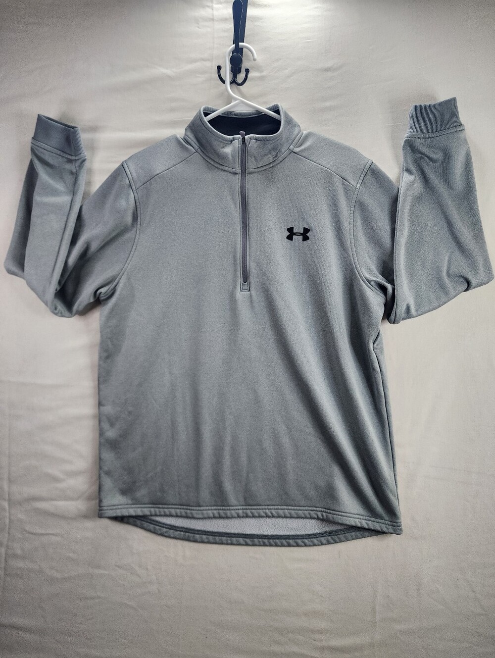 Under Armour Light Gray 1/4 Zip Pullover with Black Logo